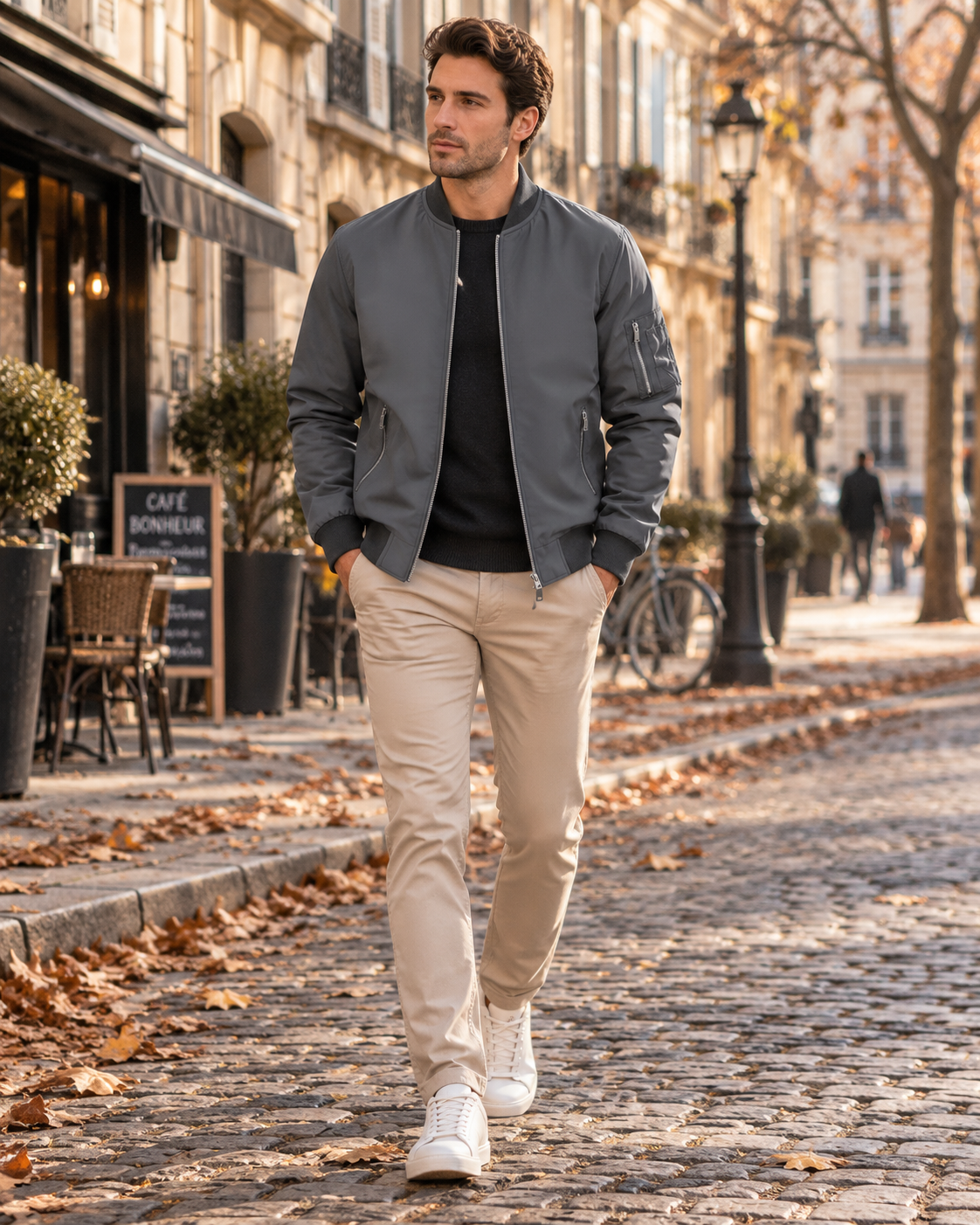 Colin Bomber Homme Léger – Coupe-Vent Zippé, Col Montant & Multiples Poches