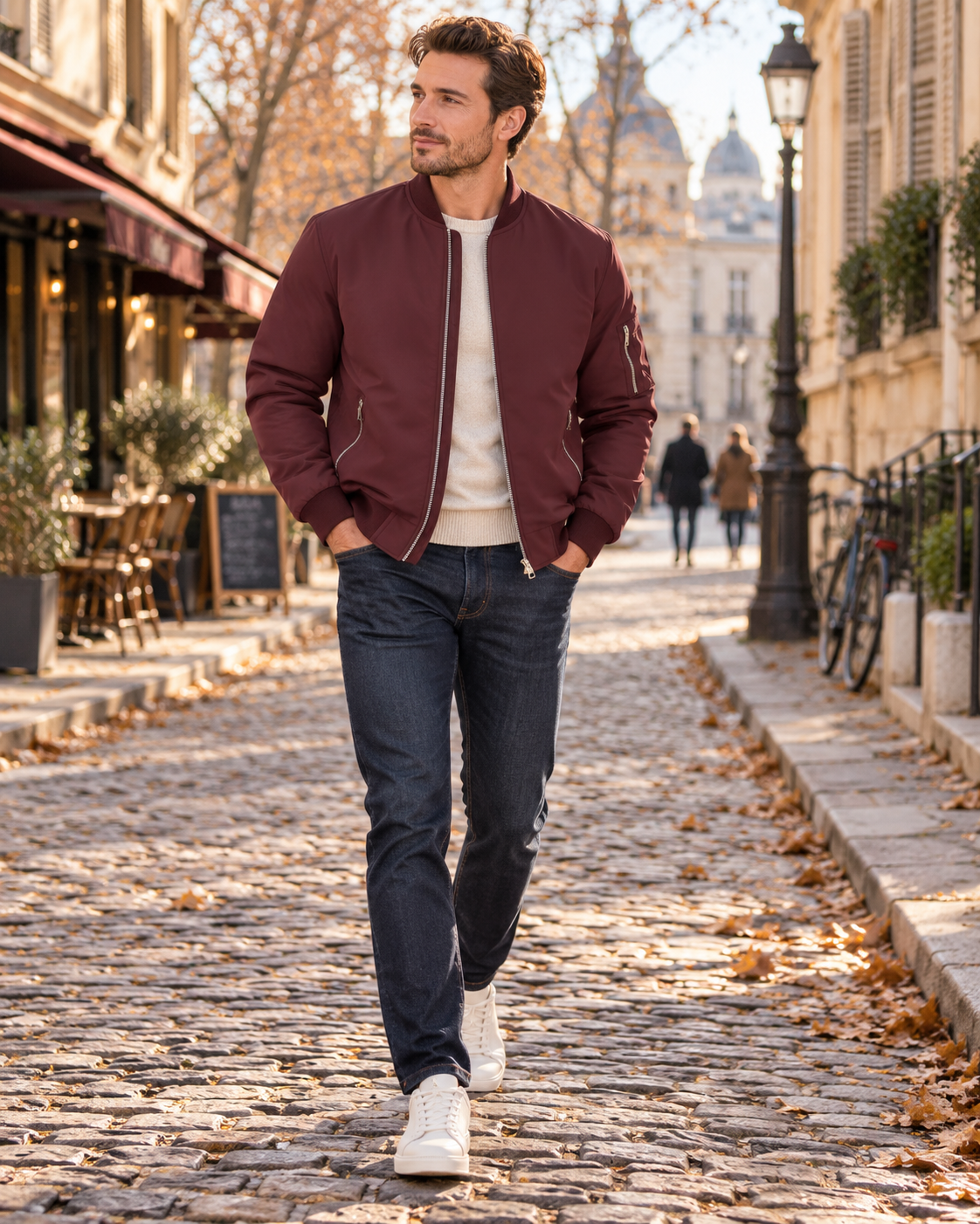 Colin Bomber Homme Léger – Coupe-Vent Zippé, Col Montant & Multiples Poches