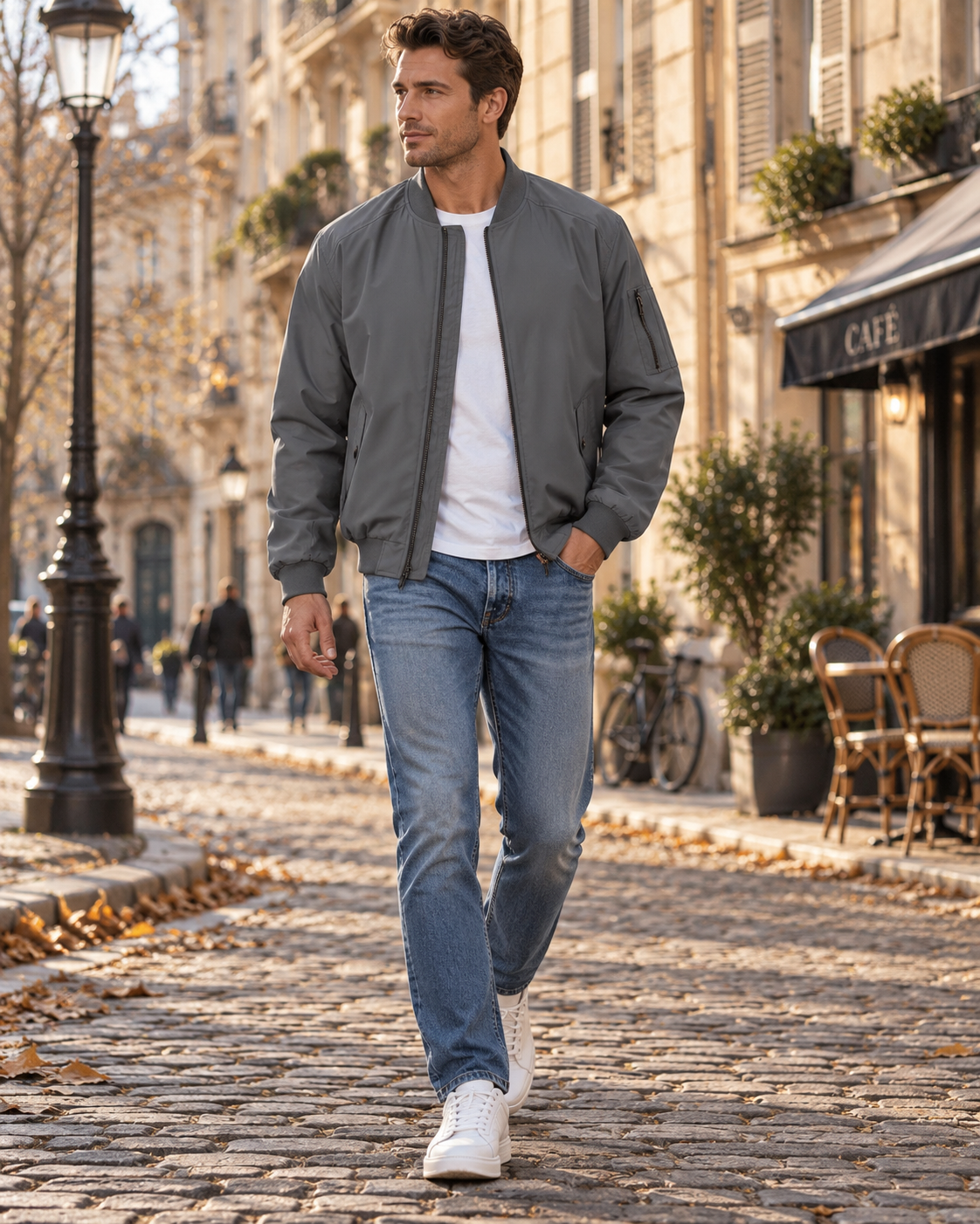Christian Blouson Bomber Homme – Léger, Coupe-Vent, Fermeture Zippée & 5 Poches