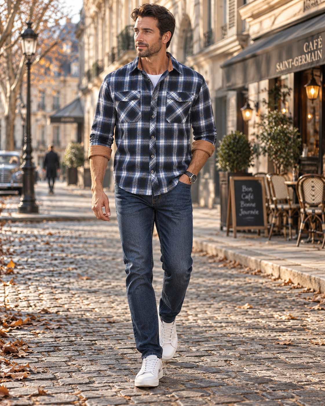 Nico Chemise à Carreaux Homme – Flanelle Douce, 2 Poches & Manches Longues