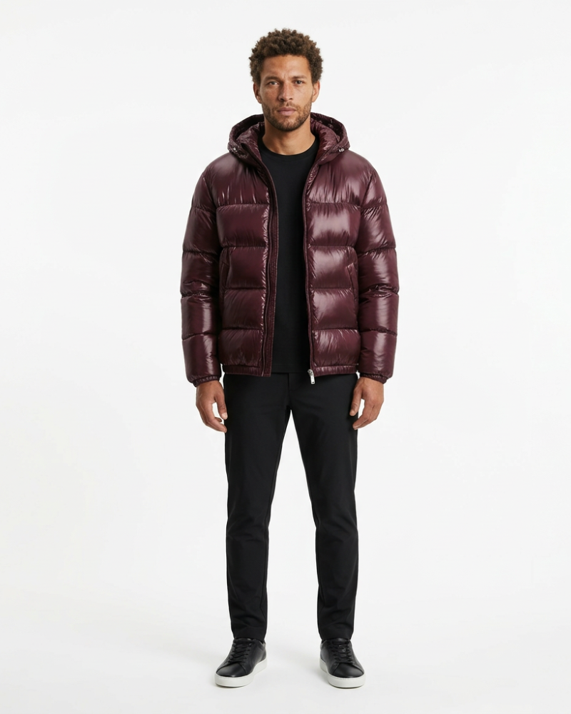 Juan Herren Steppjacke mit Kapuze – Daunenisolierung, Taillierter Schnitt, Elegante Winterjacke