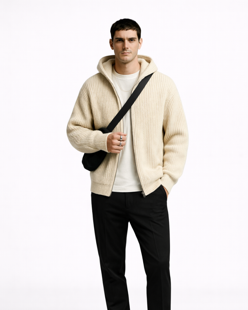 Randy Men's Zip-Up Hoodie Vest – Technical Knit, Relaxed Fit, Urban Style