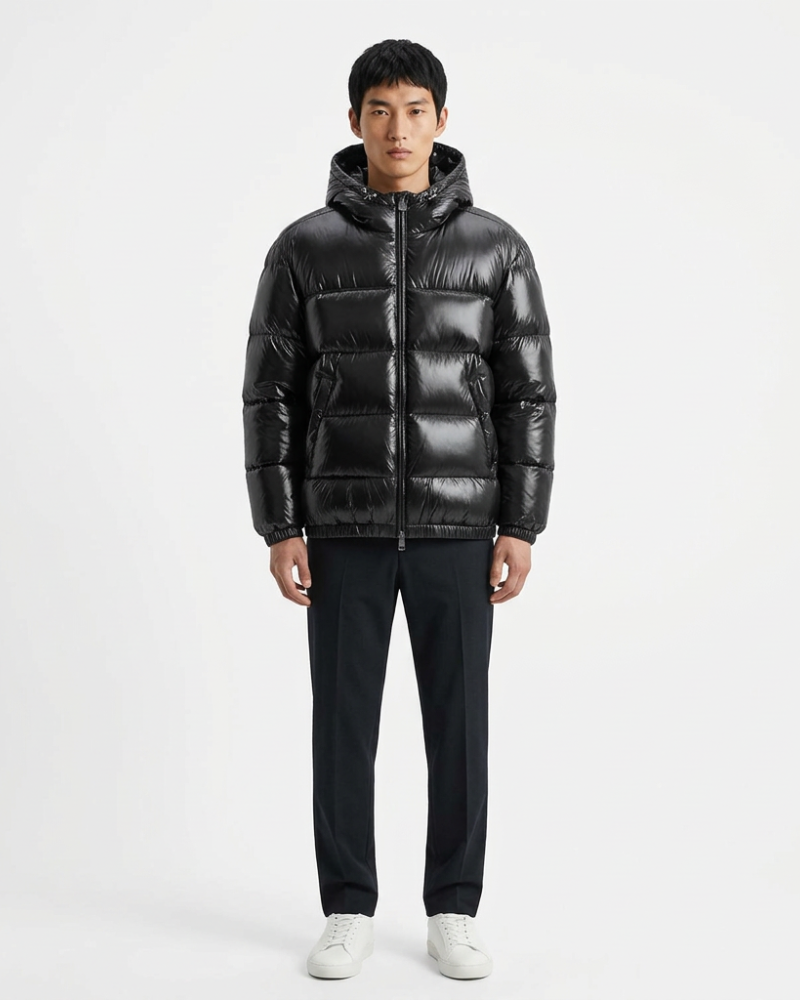 Kurtka puchowa męska z kapturem Juan – izolacja puchowa, dopasowany krój, elegancka kurtka zimowa