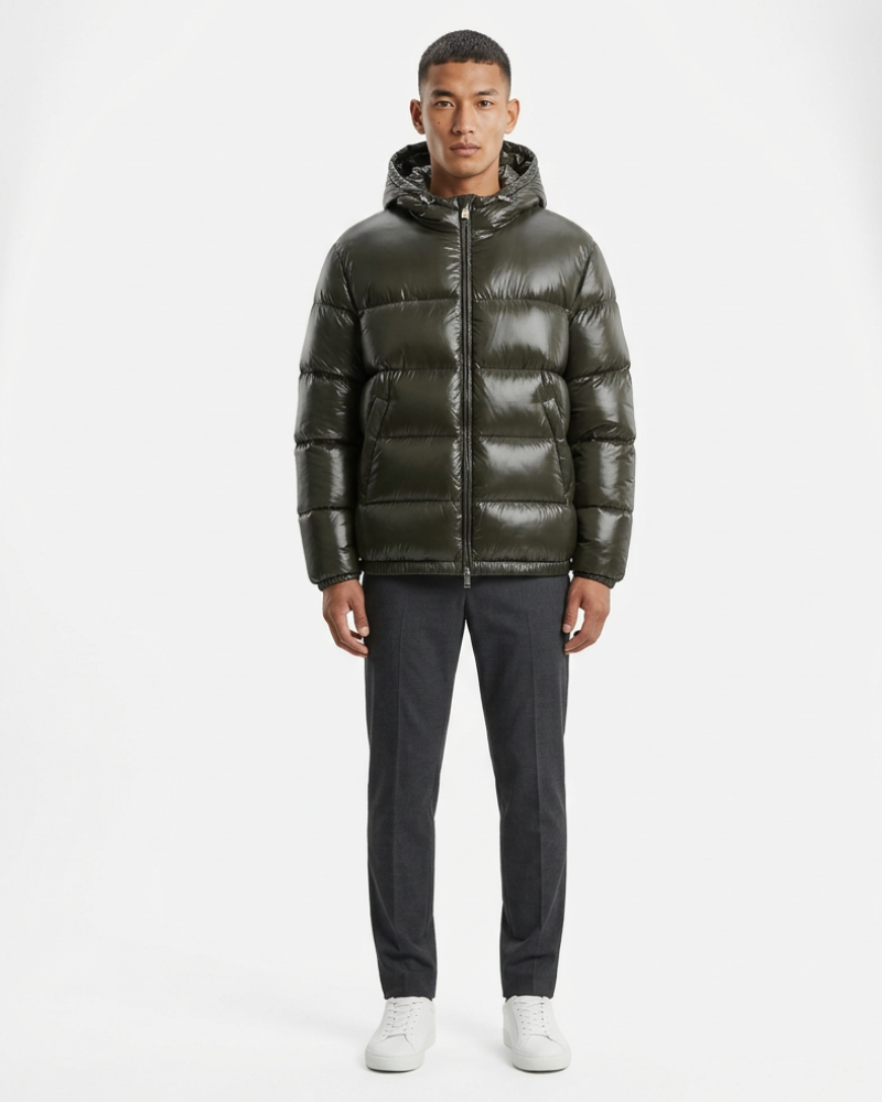 Juan Herren Steppjacke mit Kapuze – Daunenisolierung, Taillierter Schnitt, Elegante Winterjacke