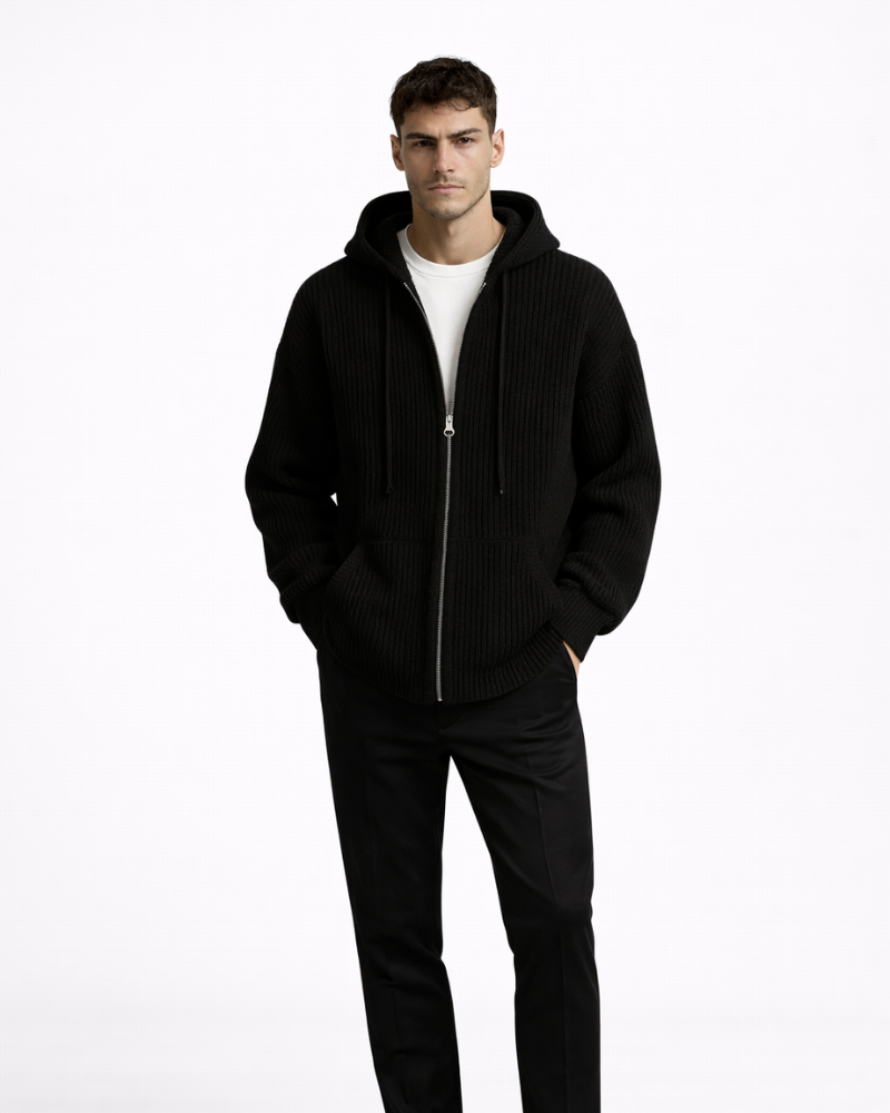 Randy Men's Zip-Up Hoodie Vest – Technical Knit, Relaxed Fit, Urban Style