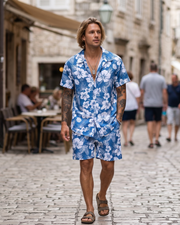 Noah Ensemble Hawaïen Homme – Chemise Fleurie & Short de Plage d'Été 2 Pièces