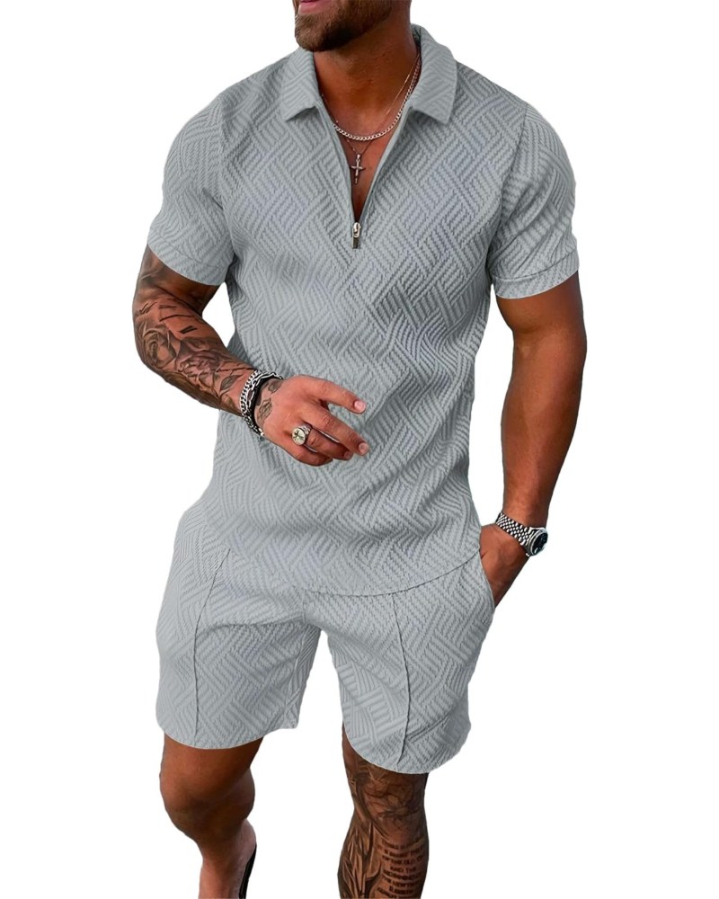 James Ensemble Homme Été – T-Shirt Zippé & Short Sport