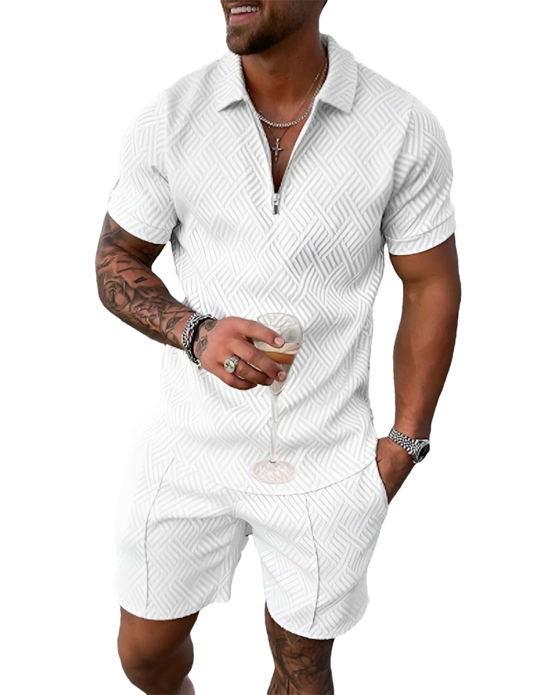 James Ensemble Homme Été – T-Shirt Zippé & Short Sport