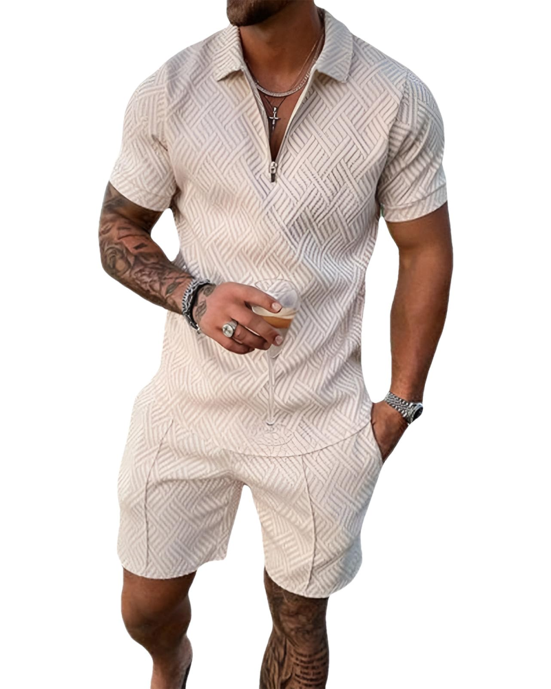 James Ensemble Homme Été – T-Shirt Zippé & Short Sport