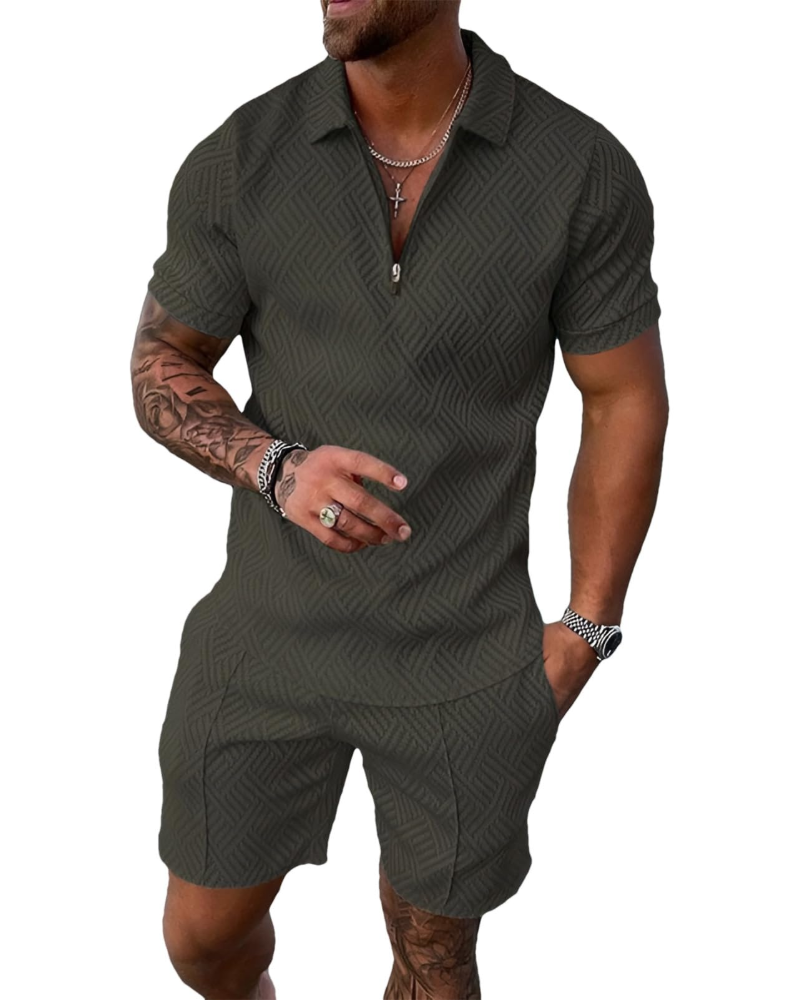 James Ensemble Homme Été – T-Shirt Zippé & Short Sport