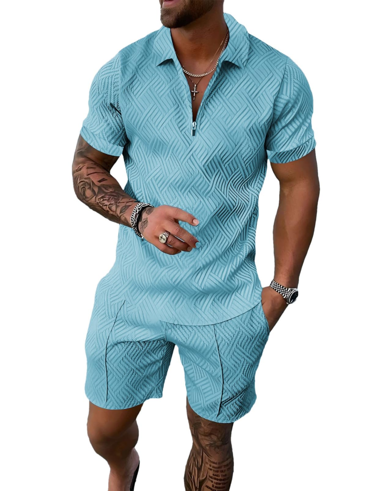 James Ensemble Homme Été – T-Shirt Zippé & Short Sport