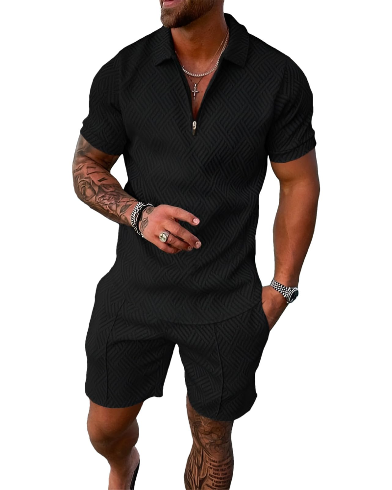 James Ensemble Homme Été – T-Shirt Zippé & Short Sport