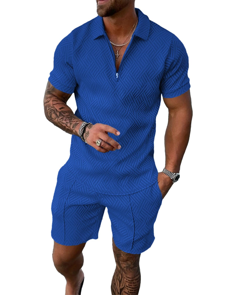 James Ensemble Homme Été – T-Shirt Zippé & Short Sport