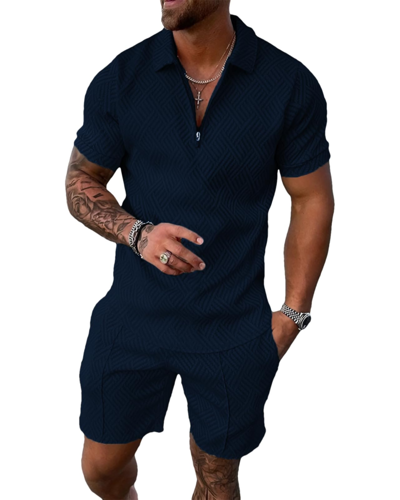 James Ensemble Homme Été – T-Shirt Zippé & Short Sport