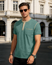Manny majica Henley za muškarce – majica s gumbima, ljetni casual u boji blokova