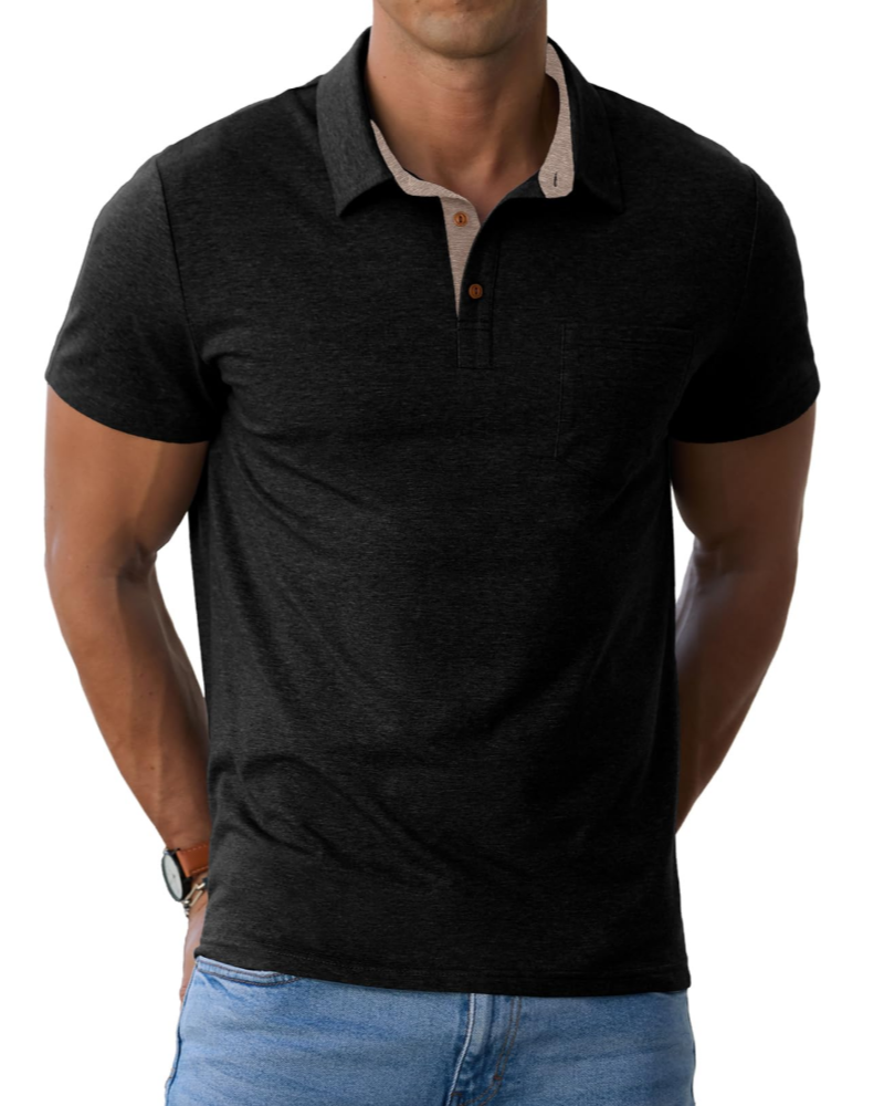 Polo James para Hombre en Algodón – Polo Transpirable de Manga Corta con Bolsillo en el Pecho