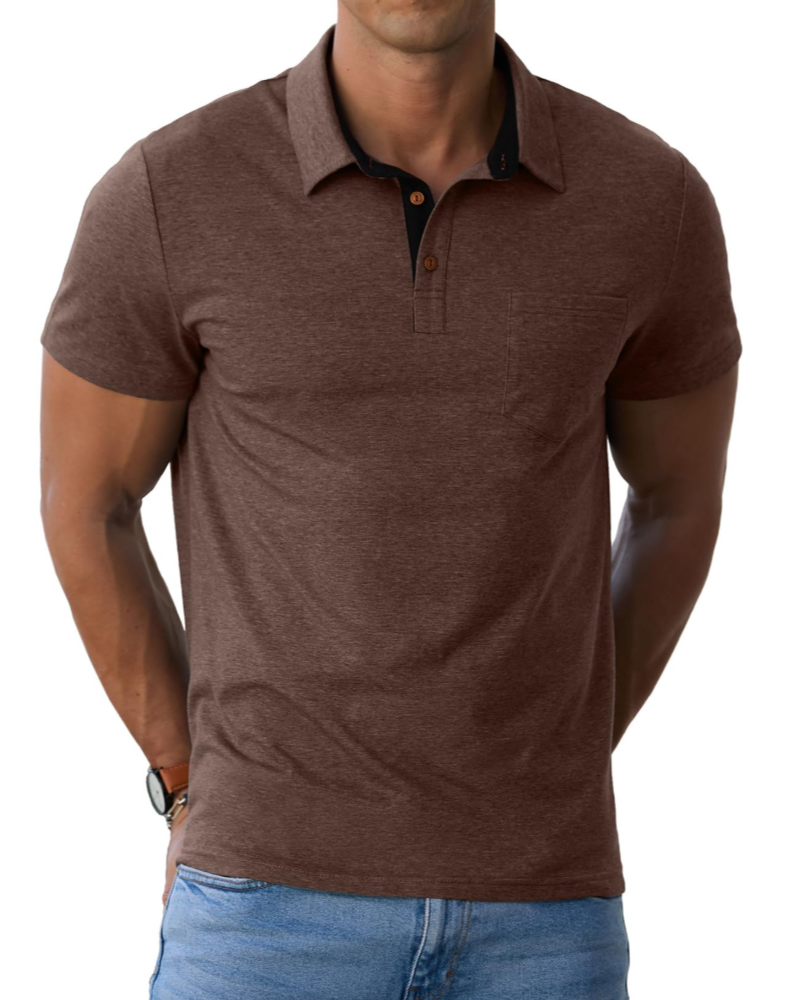 Polo James para Hombre en Algodón – Polo Transpirable de Manga Corta con Bolsillo en el Pecho