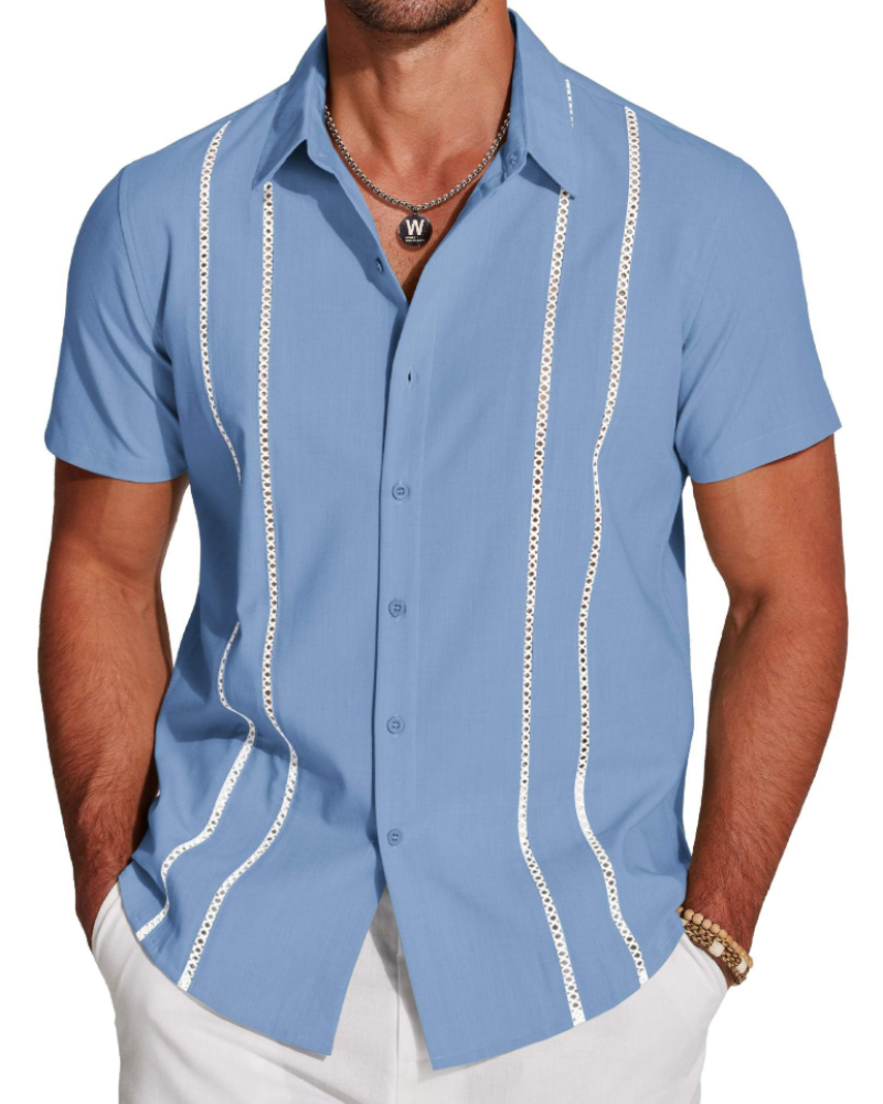 Camisa para Hombre Guayabera – Camisa Cubana de Manga Corta Estilo Lino para Playa