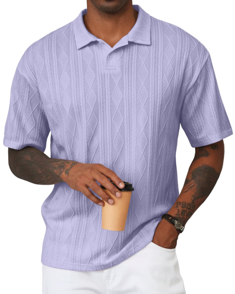 Henry Polo Homme Texturovaná Pletenina – Klasický Límec s Klopou & Zapínání na 2 Knoflíky