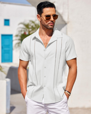 Camisa para Hombre Guayabera – Camisa Cubana de Manga Corta Estilo Lino para Playa