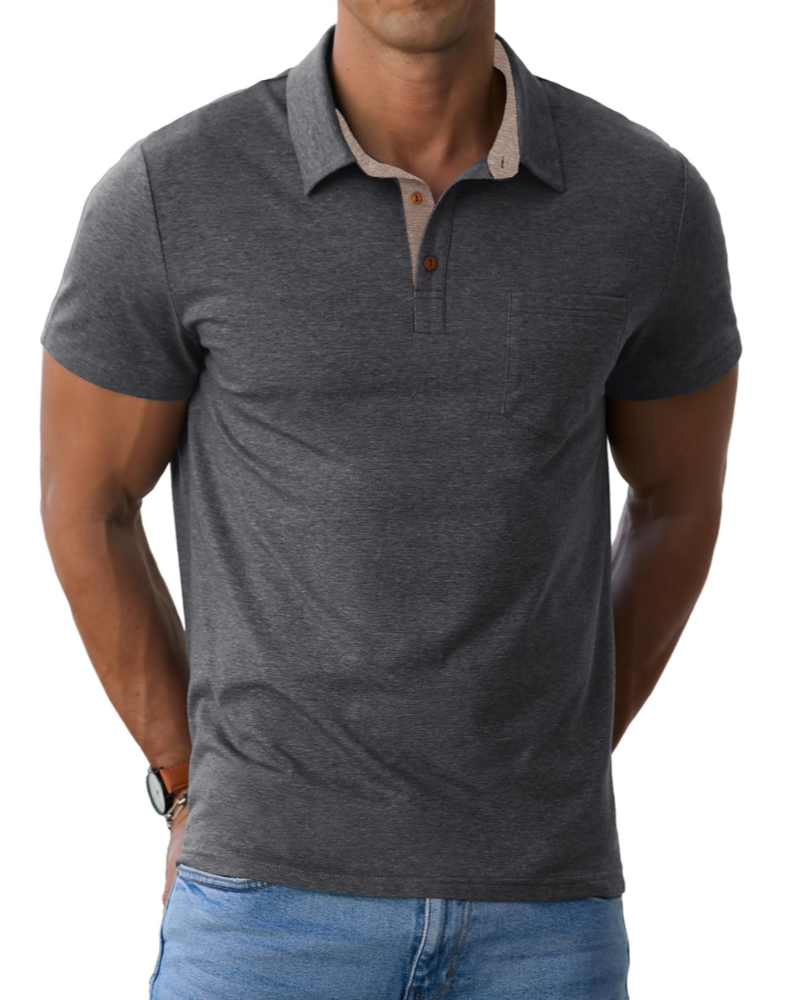 Polo James para Hombre en Algodón – Polo Transpirable de Manga Corta con Bolsillo en el Pecho