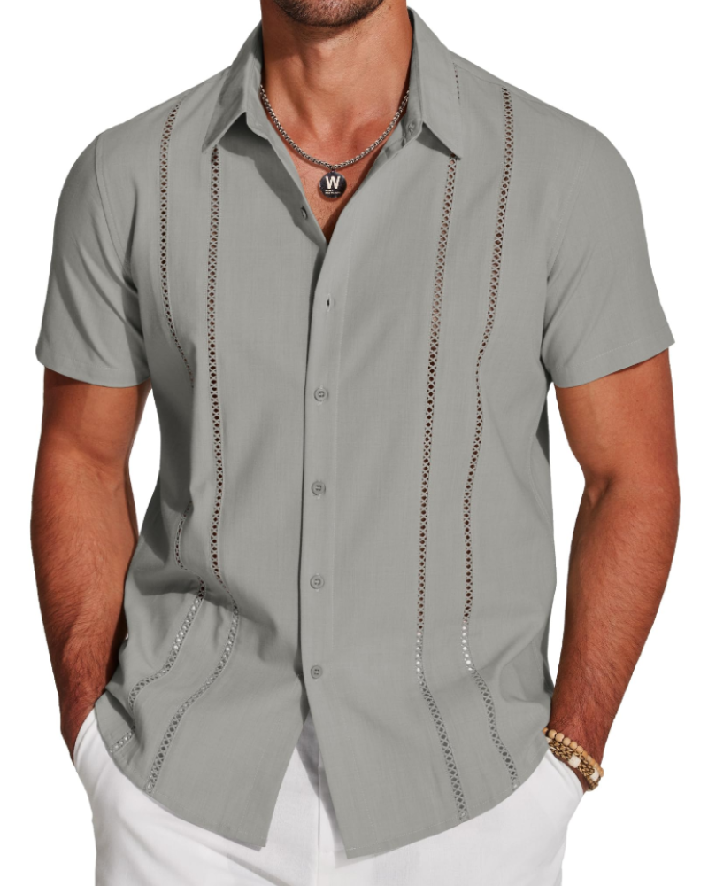 Camisa para Hombre Guayabera – Camisa Cubana de Manga Corta Estilo Lino para Playa