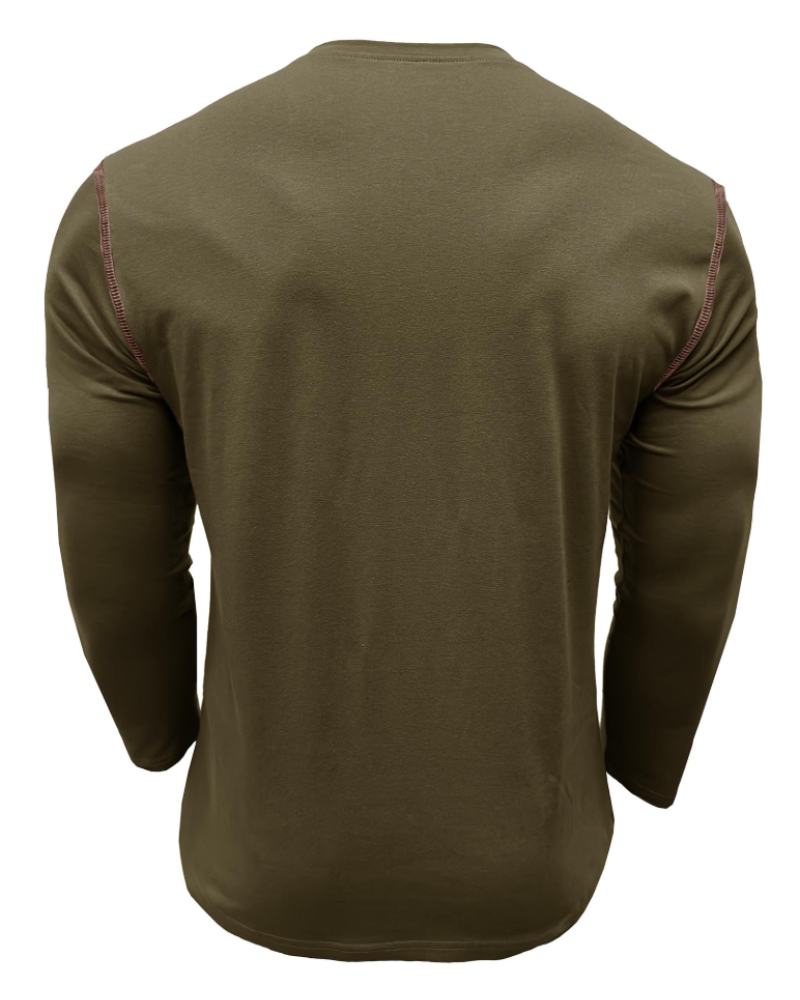 Pánské tričko Owen Henley – dlouhý rukáv, bavlněné s knoflíky
