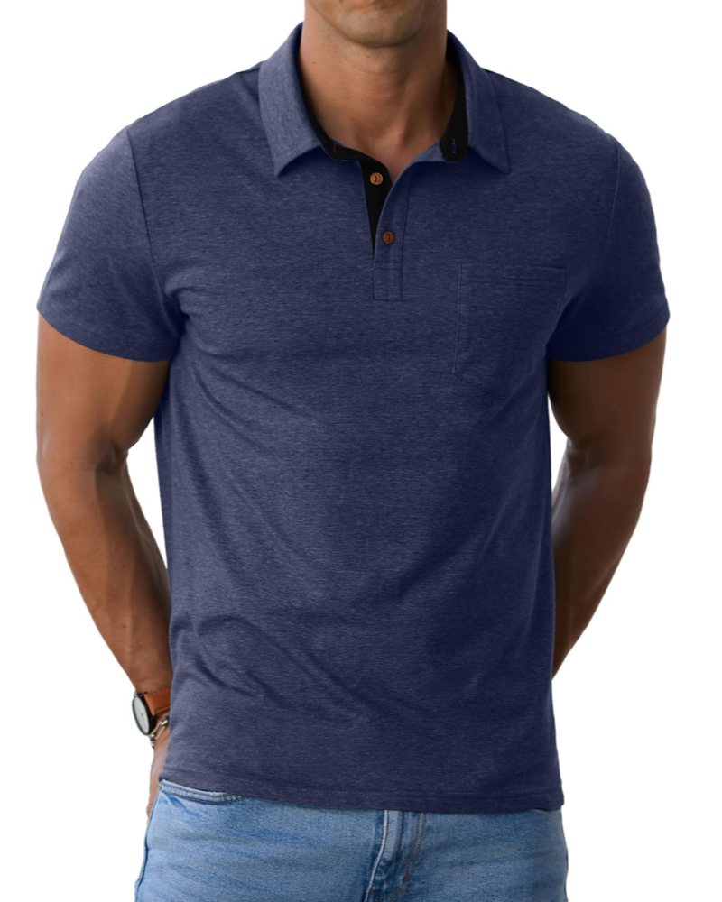 Polo James para Hombre en Algodón – Polo Transpirable de Manga Corta con Bolsillo en el Pecho