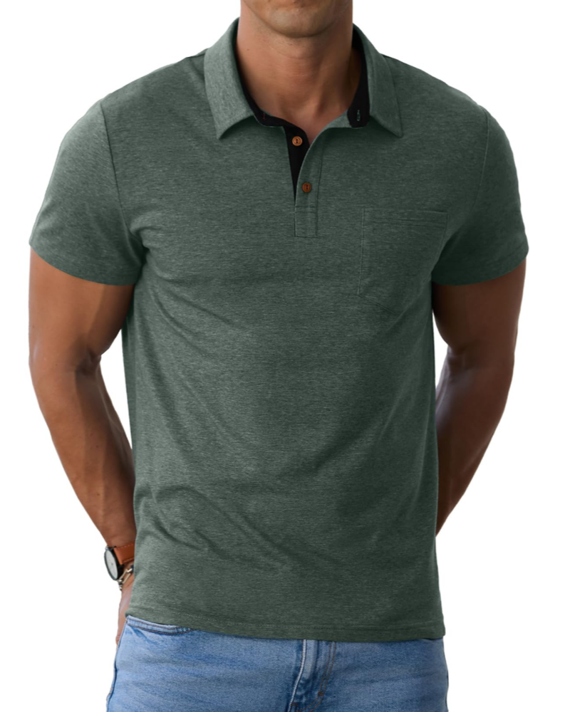 Polo James para Hombre en Algodón – Polo Transpirable de Manga Corta con Bolsillo en el Pecho