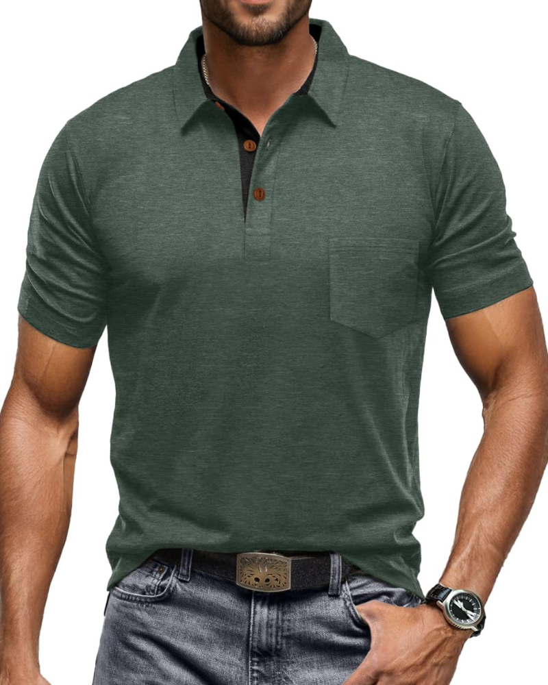 Polo James para Hombre en Algodón – Polo Transpirable de Manga Corta con Bolsillo en el Pecho