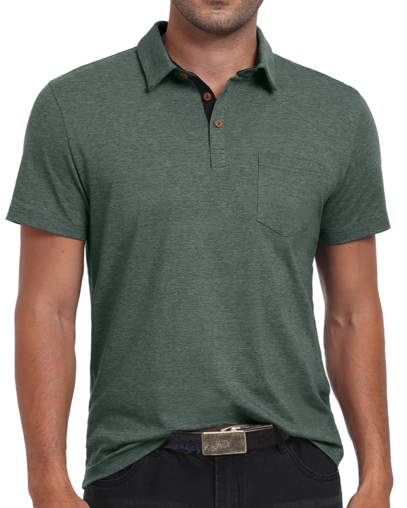 Polo James para Hombre en Algodón – Polo Transpirable de Manga Corta con Bolsillo en el Pecho