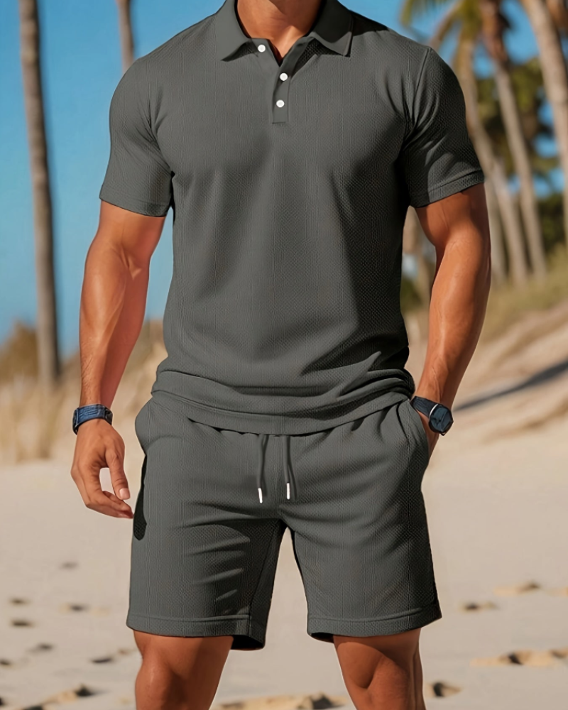 Conjunto Eadric Homem Verão – Polo e Calção Combinados, Tecido Respirável e Conforto Moderno