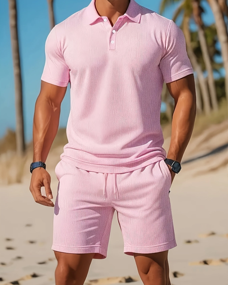 Conjunto Eadric Homem Verão – Polo e Calção Combinados, Tecido Respirável e Conforto Moderno