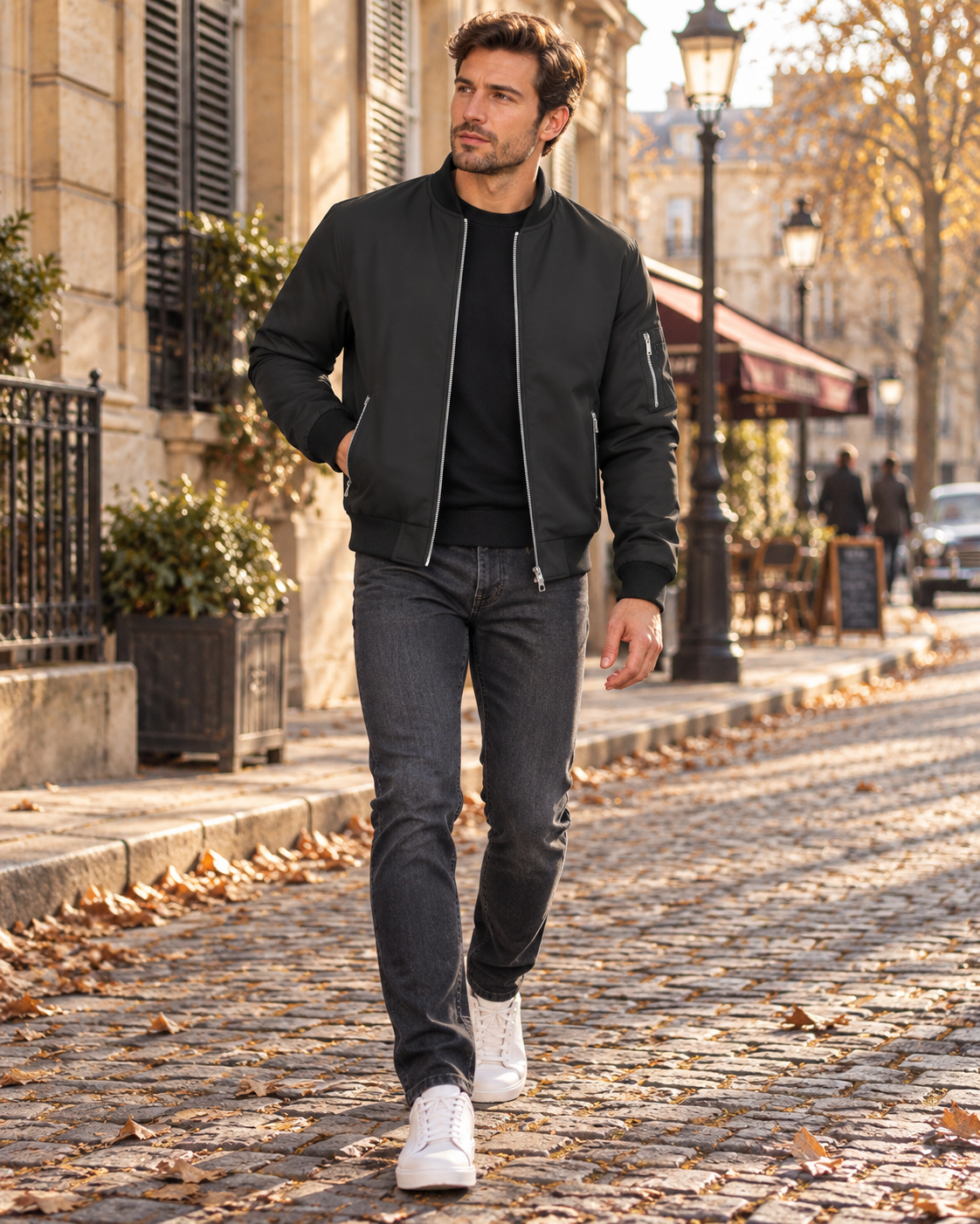 Colin Bomber Homme Léger – Coupe-Vent Zippé, Col Montant & Multiples Poches