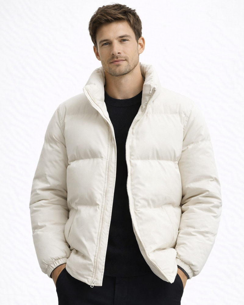 Gener Steppjacke für Herren – Dicke Baumwolle, Weite Passform, Stehkragen Winter