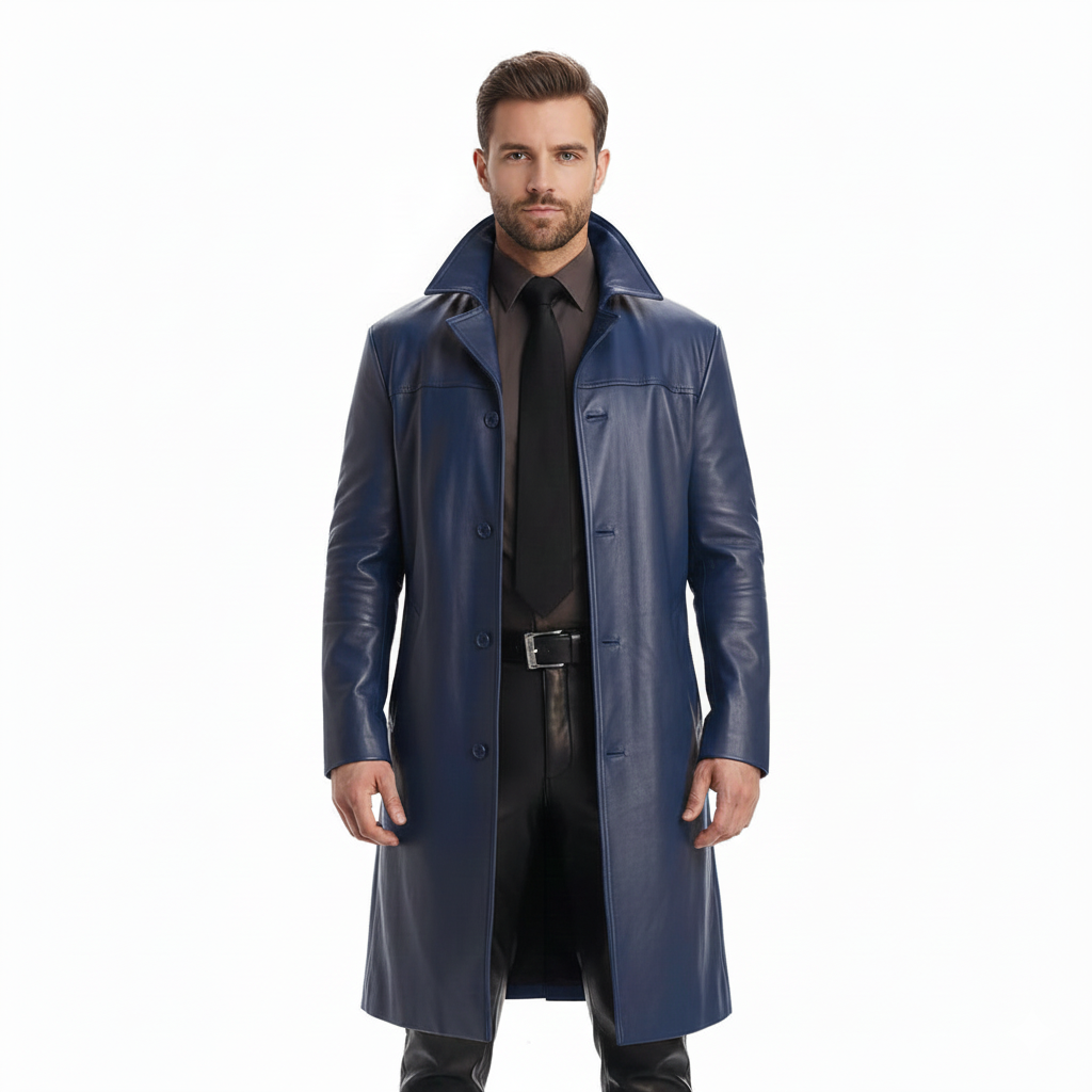 Marlo Trench Largo Hombre – Abrigo Elegante con Botonadura Clásica Corte Moderno