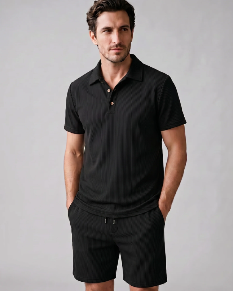Sterling Herre Polo Sæt – 2 Dele Polo og Shorts, Slim Fit, Casual Stil