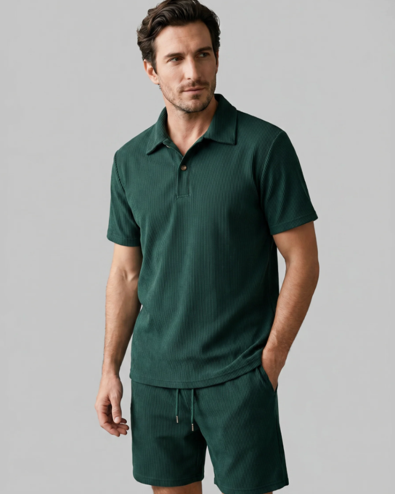 Sterling Herre Polo Sæt – 2 Dele Polo og Shorts, Slim Fit, Casual Stil