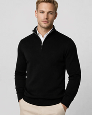 Mason Pull Herre – Trøje med høj krave og halv lynlås, komfortabel strik, afslappet elegant stil
