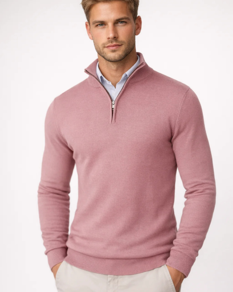 Mason Pull Homme – Trui met halve rits en opstaande kraag, comfortabele stof, casual en elegant stijl
