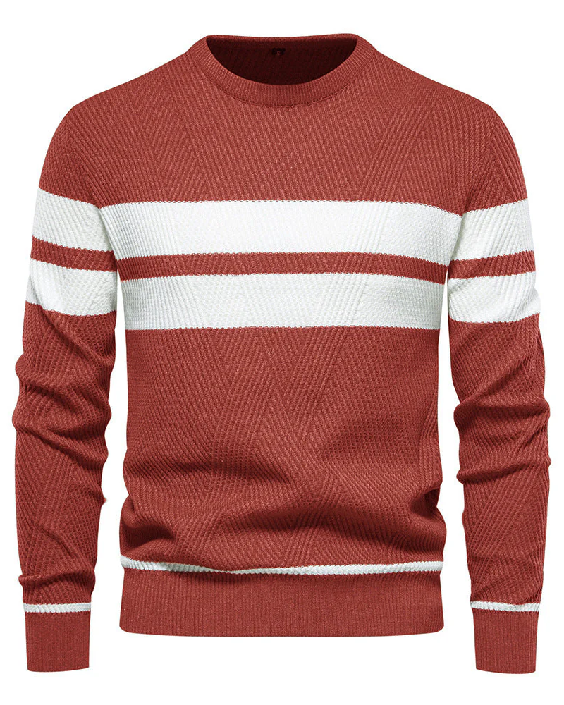 Colton Pull Herre – Stribet Strik Komfort Pasform Klassisk Stil Casual Elegant