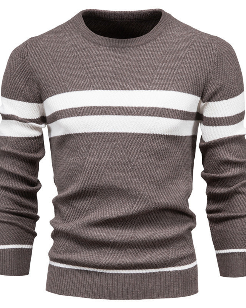 Colton Pull Herre – Stribet Strik Komfort Pasform Klassisk Stil Casual Elegant