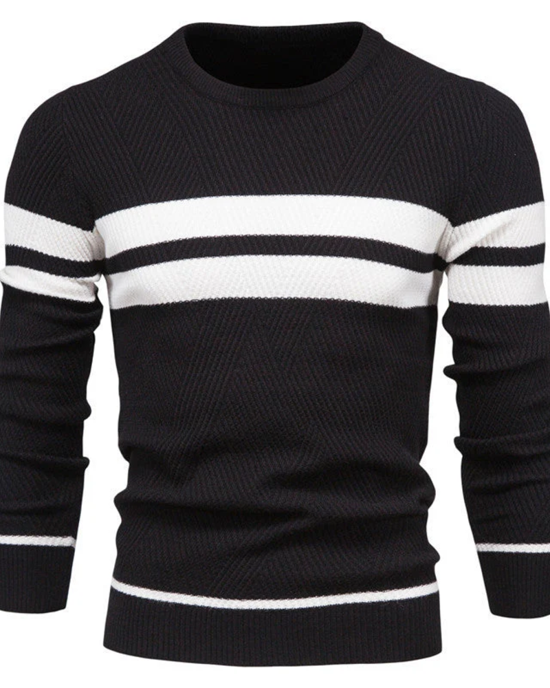 Colton Pull Herre – Stribet Strik Komfort Pasform Klassisk Stil Casual Elegant