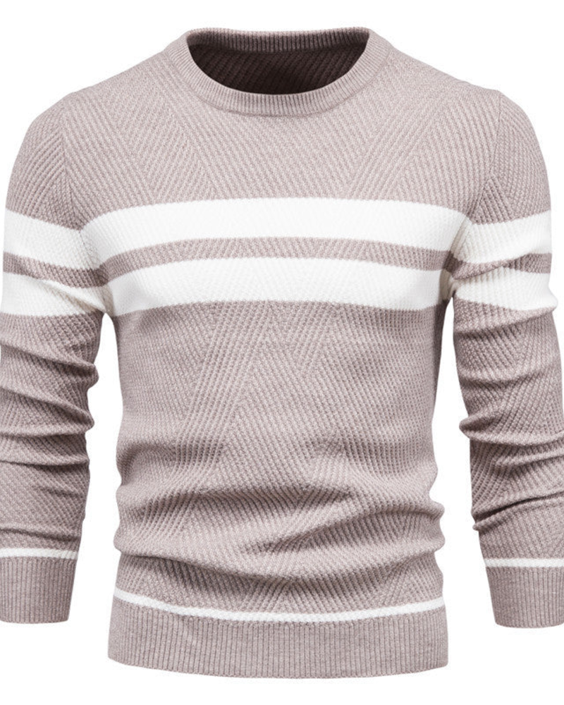 Colton Pull Herre – Stribet Strik Komfort Pasform Klassisk Stil Casual Elegant
