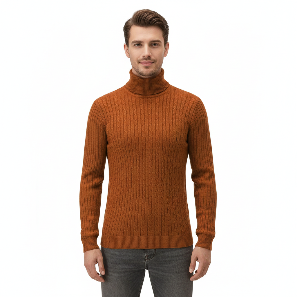 Męski sweter z golfem Lunero Eindhoven – dopasowany sweter z ciepłej i eleganckiej dzianiny