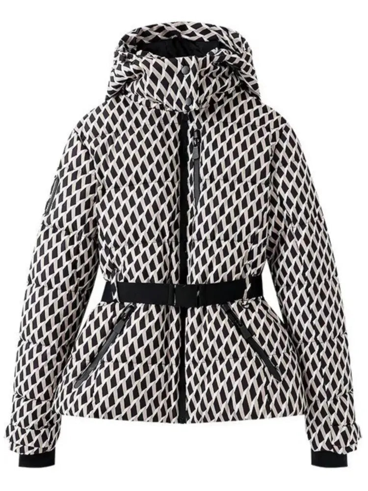 Isay Dame Skijakke Figursyet – Beskyttende Hætte & Moderne Skinnende Stil