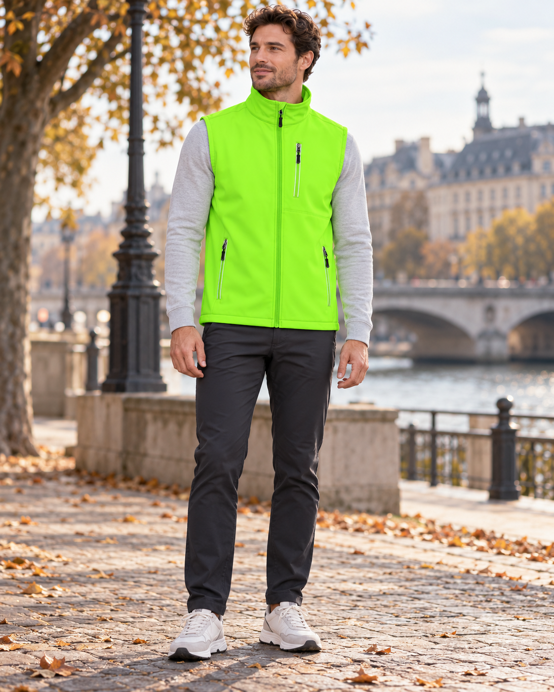 Gilet softshell da uomo Tristan, leggero e antivento, con collo alto e tasche con zip