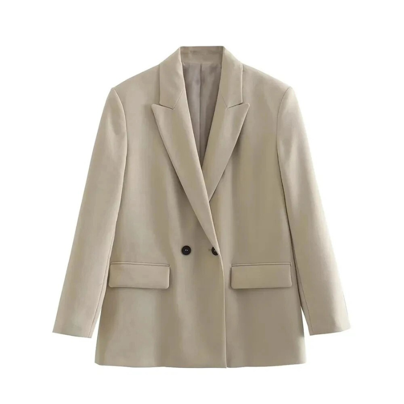 Genai Casaco Blazer Oversize Mulher – Corte Longo Elegante com Duplo Botão