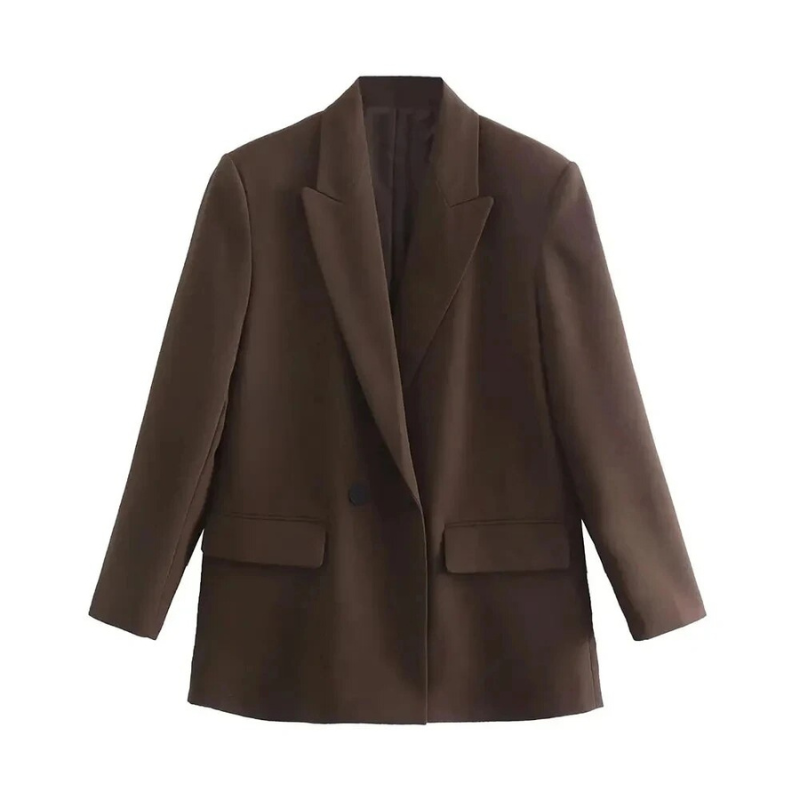 Genai Casaco Blazer Oversize Mulher – Corte Longo Elegante com Duplo Botão