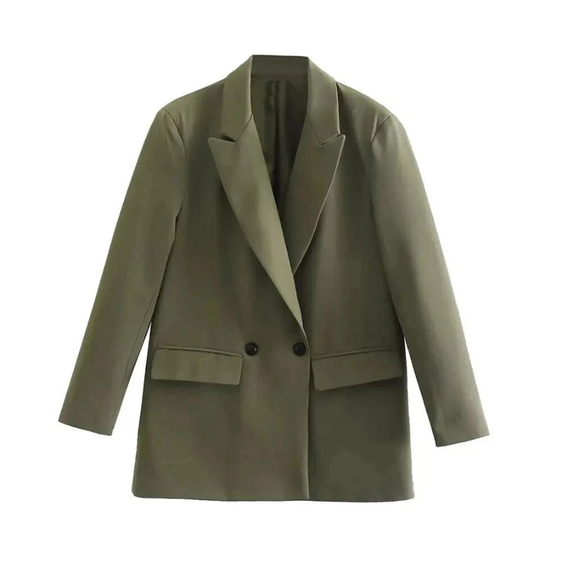 Genai Casaco Blazer Oversize Mulher – Corte Longo Elegante com Duplo Botão